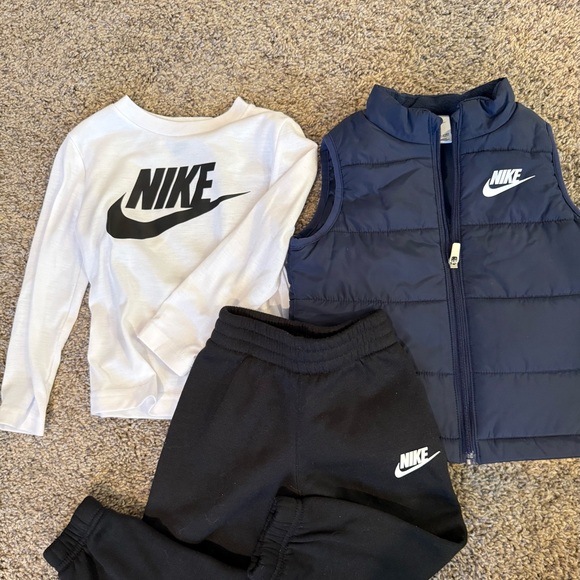 Nike White Shirt, Black Pants, and Blue Vest Set - Picture 1 of 1